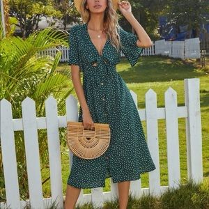 SHEIN polka dot midi dress